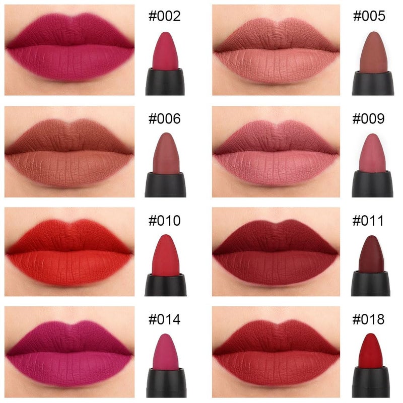 evpct 8Pcs Matte Lipstick and Lip Crayon Lip Liner Pencil Pen Set for Women Dark Ruby Deep Red Nude Beige Chestnut Brown Mauve Plum Purple Wine Red Matte Lip Liner Crayon and Liquid Lipstick 03 - Image 2