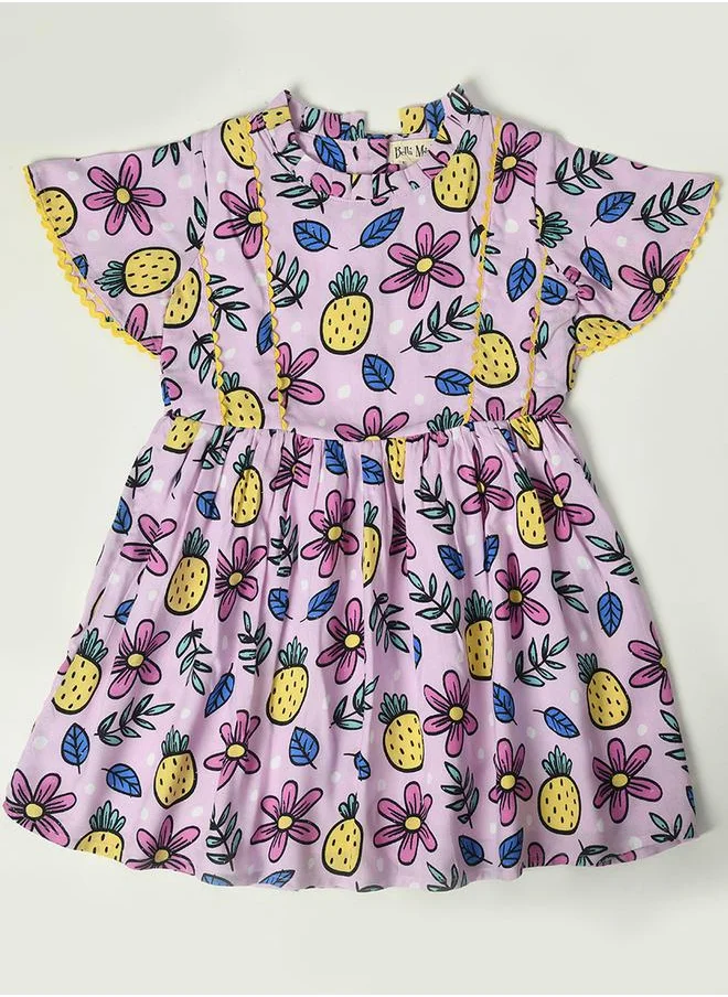 BELLA MODA Pineapple Print Cotton Casual Dress