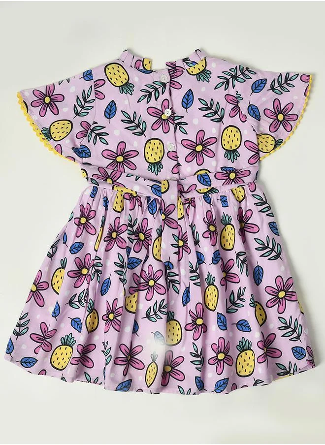 BELLA MODA Pineapple Print Cotton Casual Dress