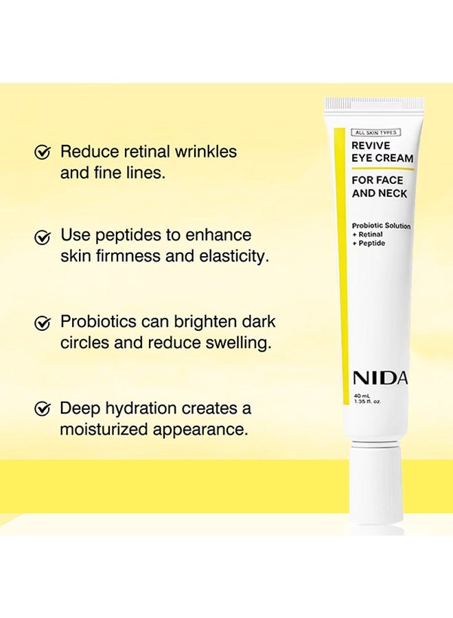 نيدا كريم عيون نيدا ريفايف للوجه والعنق | محلول بروبيوتيك، ريتينال، ببتيد | للتجاعيد، الخطوط الدقيقة، تجدد الخلايا، ليونة ملمس البشرة، إشراقة البشرة، احتفاظ بالرطوبة | 1.35 أونصة سائلة، 40 مل - Image 3