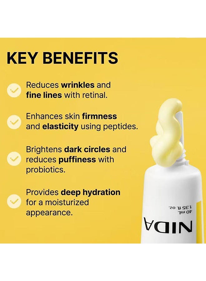 نيدا كريم عيون نيدا ريفايف للوجه والعنق | محلول بروبيوتيك، ريتينال، ببتيد | للتجاعيد، الخطوط الدقيقة، تجدد الخلايا، ليونة ملمس البشرة، إشراقة البشرة، احتفاظ بالرطوبة | 1.35 أونصة سائلة، 40 مل - Image 4