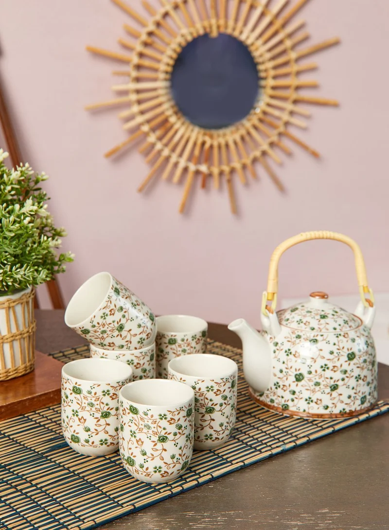 Noire Edit 7 Piece Floral Tea Cup Set