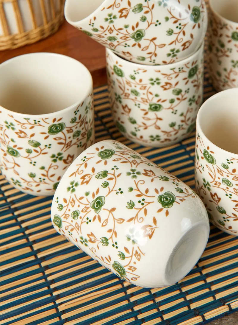 Noire Edit 7 Piece Floral Tea Cup Set