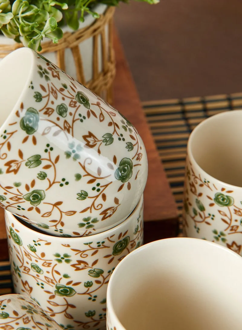 Noire Edit 7 Piece Floral Tea Cup Set