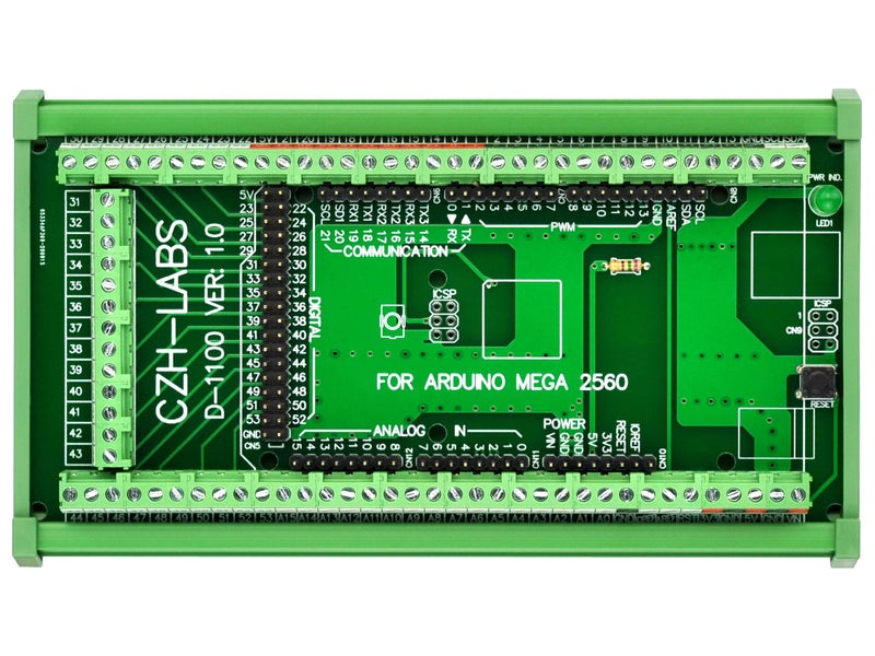 Electronics-Salon DIN Rail Mount Screw Terminal Block Adapter Module, for Arduino MEGA-2560 R3. - Image 1