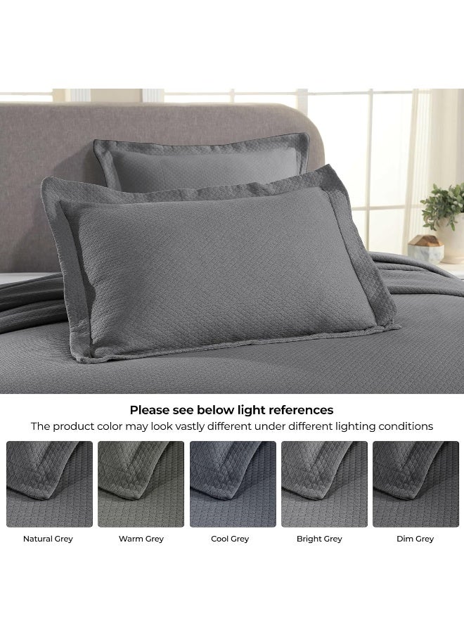 Superior Solitaire Cotton 3 Piece Bedspread Set Home Bed Decor Decorative Textured Bed Spread 2 Pillow Shams Airy Blanket Matelasse Coverlet Bedding AllSeason Accent Blanket Full Grey - Image 5