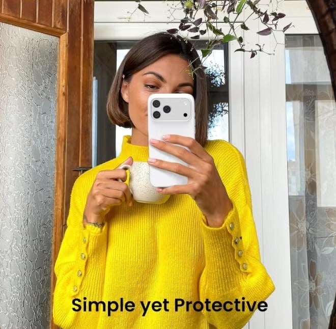 جراب حماية رفيع من السيليكون السائل، 4 طبقات من المطاط الهلامي الناعم، مقاوم للصدمات، مع بطانة من الألياف الدقيقة المقاومة للخدش، متوافق مع آيفون 17 برو ماكس (أبيض) - Image 3