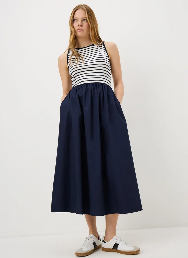 ماتلان Navy Stripe 2 in 1 Midi Dress