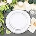 FLOWERCAT 60PCS Silver Plastic Plates Heavy Duty White and Silver Plastic Plates Disposable Include 30PCS 1025inch Dinner Plates and 30PCS 75inch Dessert Plates for WeddingNew YearBirthday - Image 4
