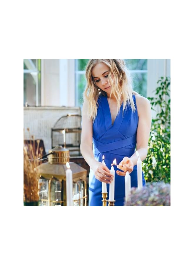 The Bros Tall Unscented Tapered Candles Long dripless taper candls for dinner candle Light Set of 10 candlesticks, White Color - Image 5