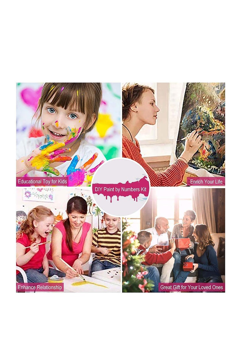 SYOSI Paint by Numbers Kits, DIY Canvas Painting for Kids & Adults & Beginner, Oil Drawing Paintwork and Paintbrushes, Bright Acrylic Pigment - Colorful Abstract Cats Gift for Beginners or Hobbyists - Image 4