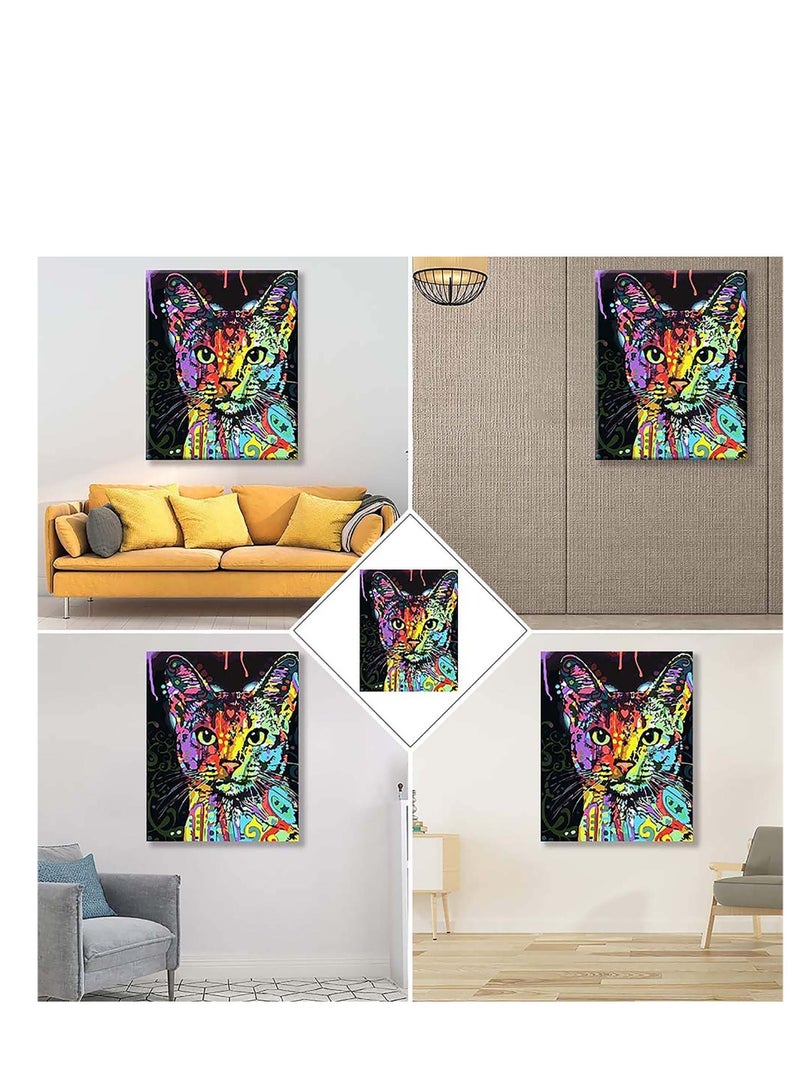 SYOSI Paint by Numbers Kits, DIY Canvas Painting for Kids & Adults & Beginner, Oil Drawing Paintwork and Paintbrushes, Bright Acrylic Pigment - Colorful Abstract Cats Gift for Beginners or Hobbyists - Image 5