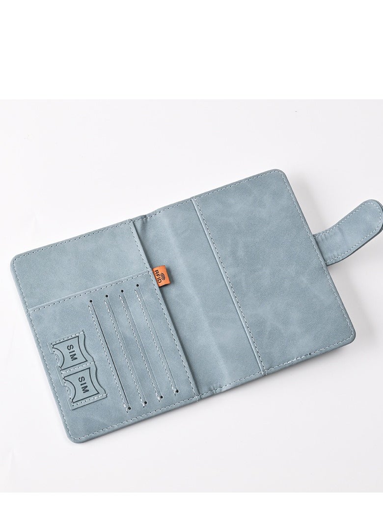 Generic 2 Pieces Grey Passport Holder Protective Case and Luggage Tag, PU Leather Magnetic Buckle Passport Bag PFID Anti-Magnetic Multi-Card Passport Book Multi-Function Passport Bag, Suitable for Men and Women Travel Accessories (Gray)  - Image 3