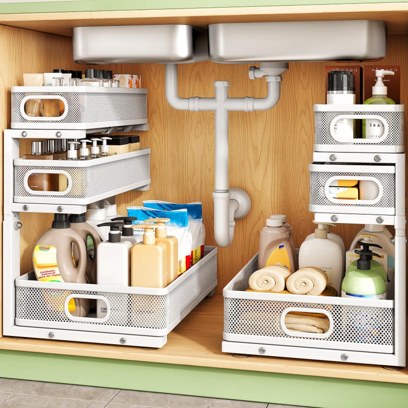 Kitstorack Under Sink Organizer, 1-Pack 3-Tier Height Adjustable Thickened Metal Pull out Cabinet Organizer Shelf, Slide out Storage Drawer Rack for Bathroom Kitchen Pantry Home Laundry Organization - Image 2
