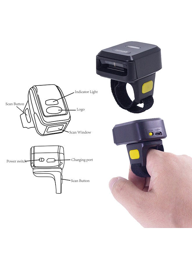 Generic 2D Barcode Scanner Portable Finger Handheld Wearable Ring 1D 2D Bar Code Reader BT+2.4G Wireless and Wired Connection with Offline Storage  - Image 4