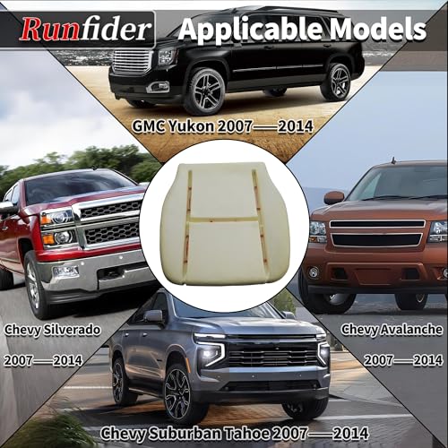 runfider Driver Side Bottom Replacement Seat Foam Cushion Seat Foam Pad Compatible with Chevy Avalanche Silverado Suburban Tahoe GMC Sierra Yukon 2003 2004 2005 2006 - Image 2
