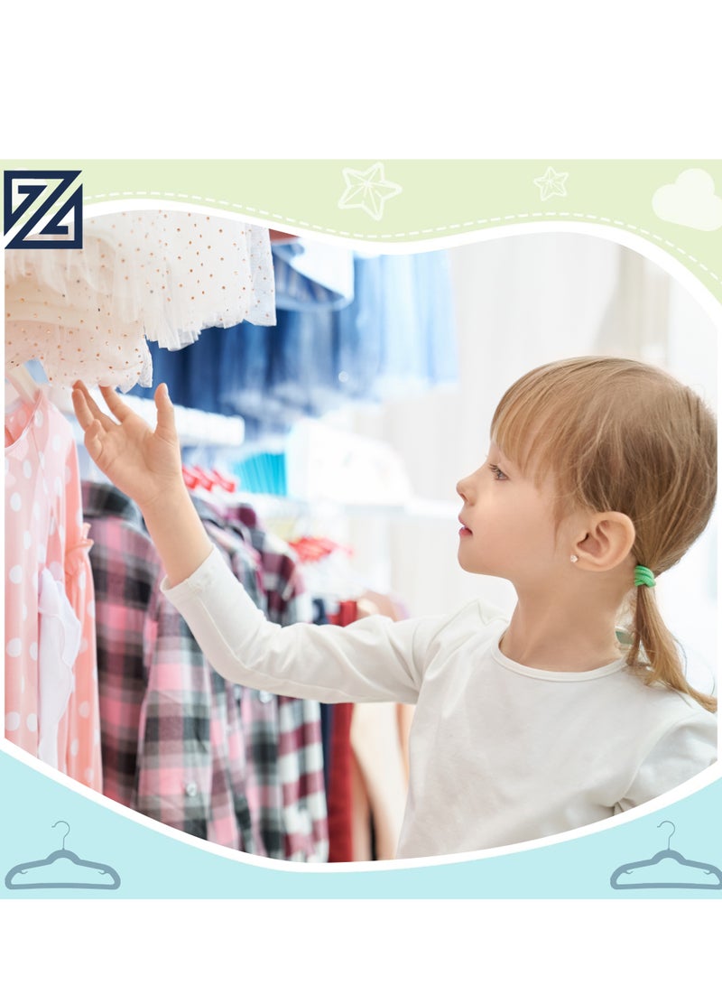 ZOBER ZOBER Non-Slip Rubber Pad Kids Hangers, Premium Quality Plastic Hangers | 360º Swivel Hook | Heavy Duty Space Saving Clothes Hanger for kids, Shirt, Coat, Pant, Children Closet (WHITE, 30 PACK) - Image 4