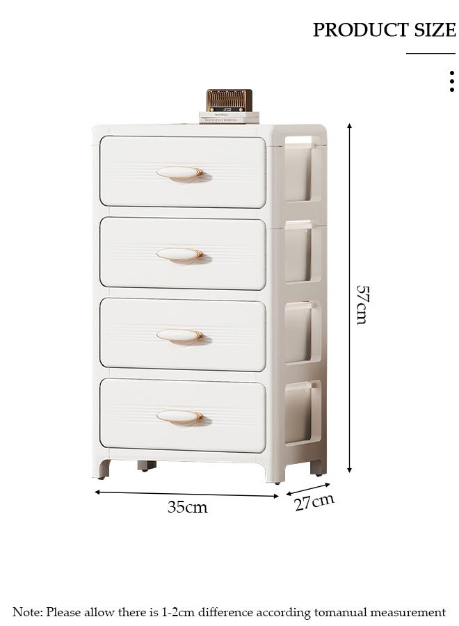 DUNISO 4 Layers Drawer Storage Cabinet Drawer Plastic Containers Box with Wheels 35CM Wide Slit Cabinet Drawer Unit Multipurpose Drawer Storage Organizer for Kitchen Bedroom Bathroom and Living Room - Image 2