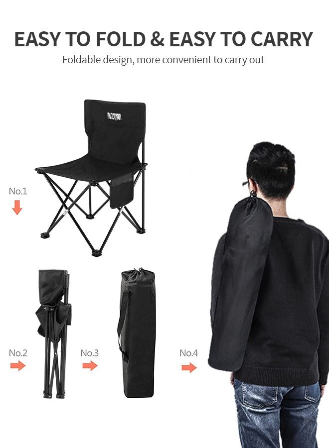 GROIC Portable Camping Chairs, Lawn Folding Chair Heavy Duty for Adults 200KG, Sports Fishing Chairs, Side Pockets, Compact Portable Chair for Beach, Fishing, Picnic,Indoor etc - Image 4