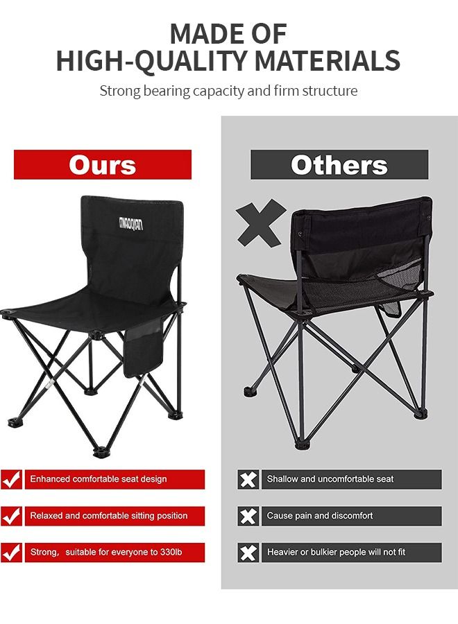 GROIC Portable Camping Chairs, Lawn Folding Chair Heavy Duty for Adults 200KG, Sports Fishing Chairs, Side Pockets, Compact Portable Chair for Beach, Fishing, Picnic,Indoor etc - Image 3