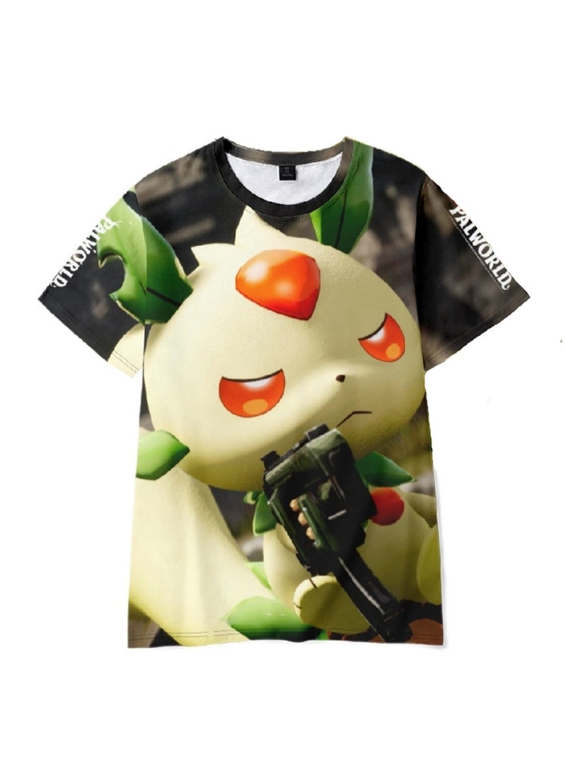 Palworld Phantom Beast Palu 3D digital printing adult and children summer short-sleeved T-shirt - Image 1