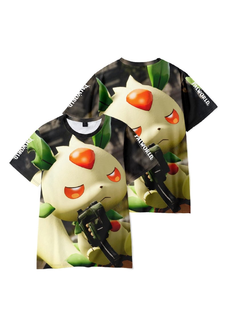 Palworld Phantom Beast Palu 3D digital printing adult and children summer short-sleeved T-shirt - Image 3