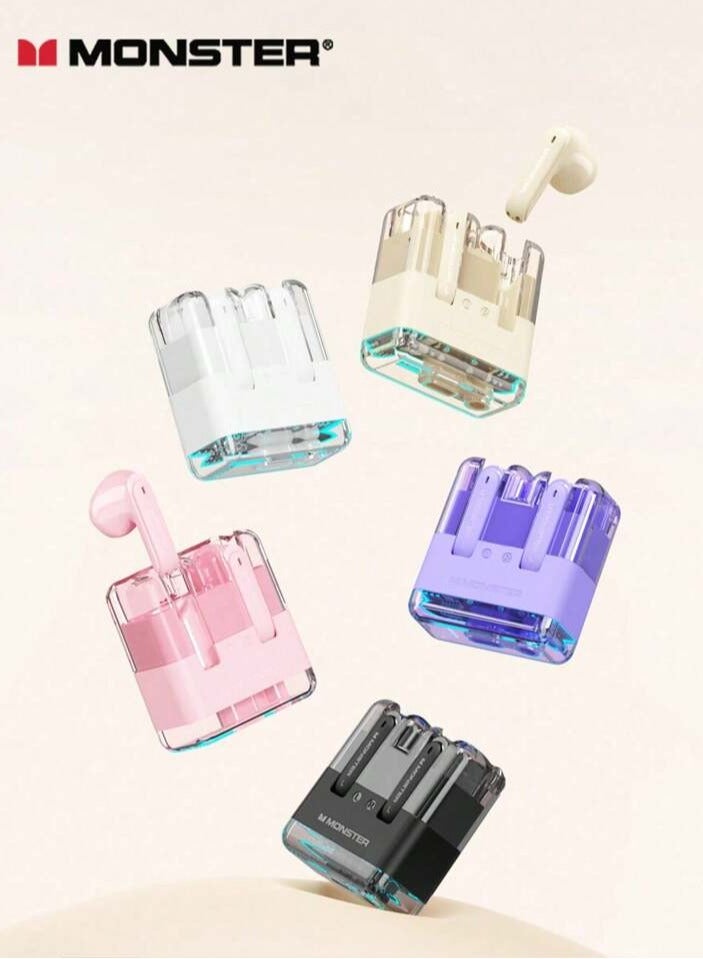 Monster XKT12 Wireless Bluetooth Earbuds Gaming Headphones Deep Bass Low Latency Game Headset with Built-in Microphone For Gaming Noise Canceling Headsets Ivory - Image 5