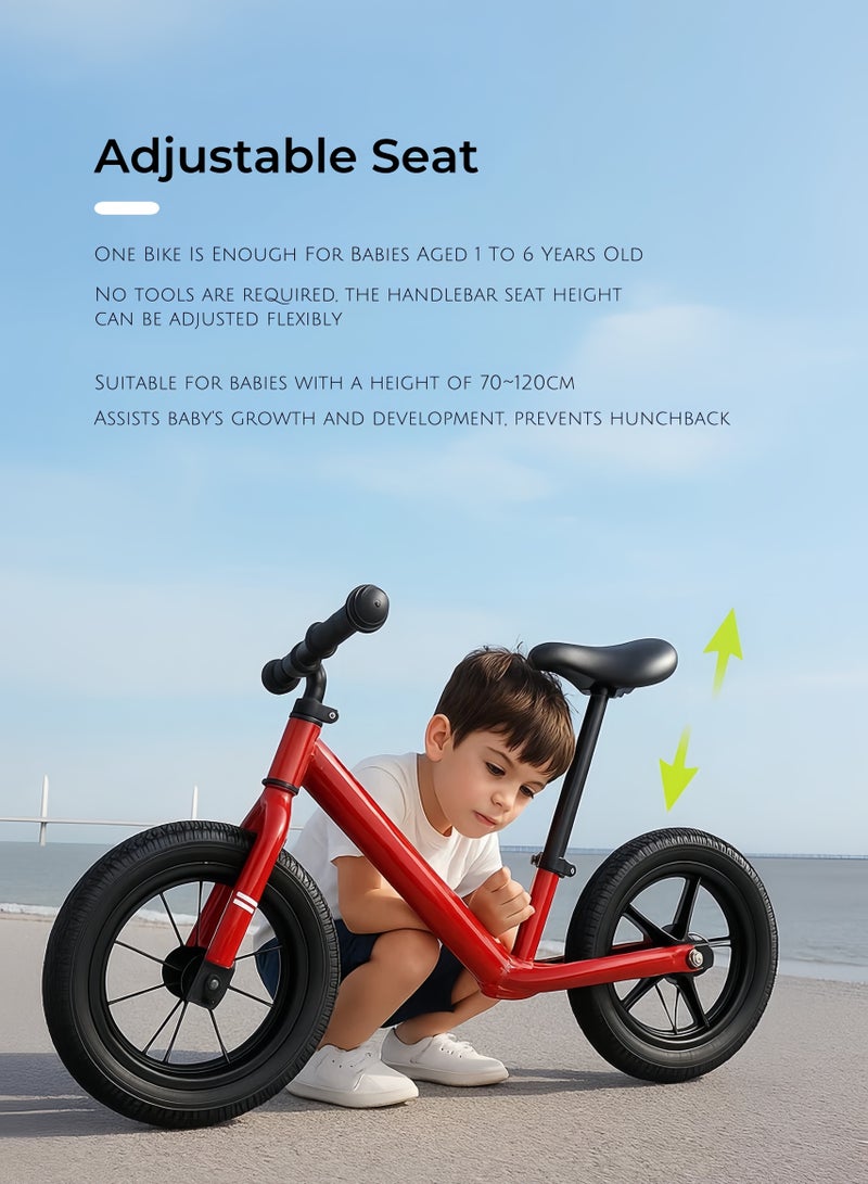 Kids Balance Bike Suitable for 1-6 Years Old Baby Walker with Adjustable Seat No Pedal Children Bicycle Riding Toy 12 Inch  - Image 5