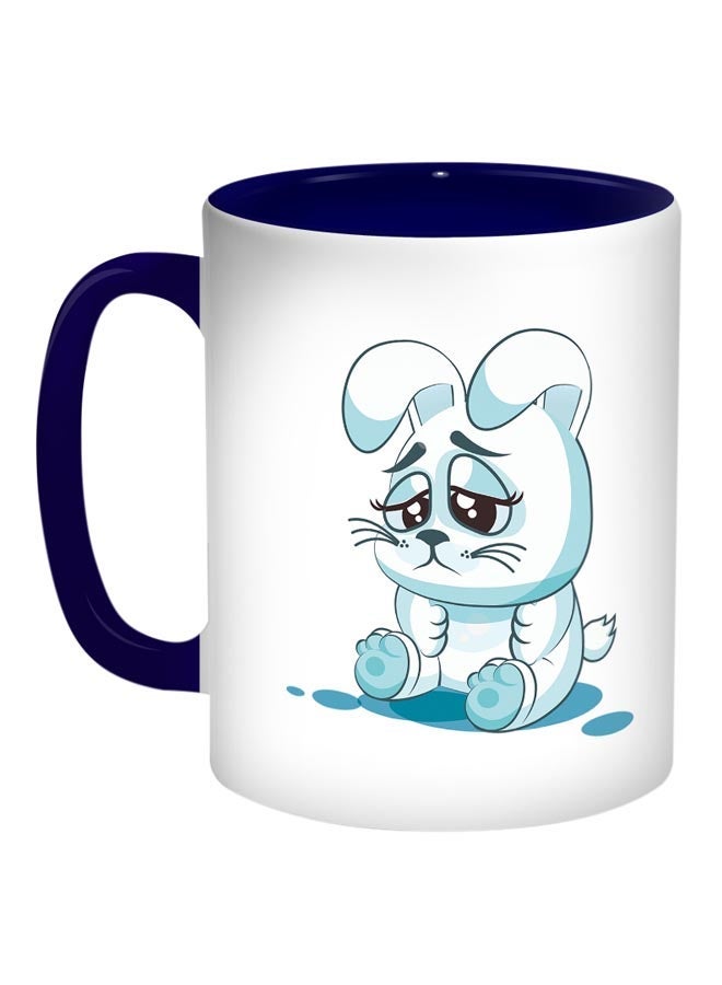 RYN Rabbit Printed Coffee Mug Blue/White/Black 11ounce