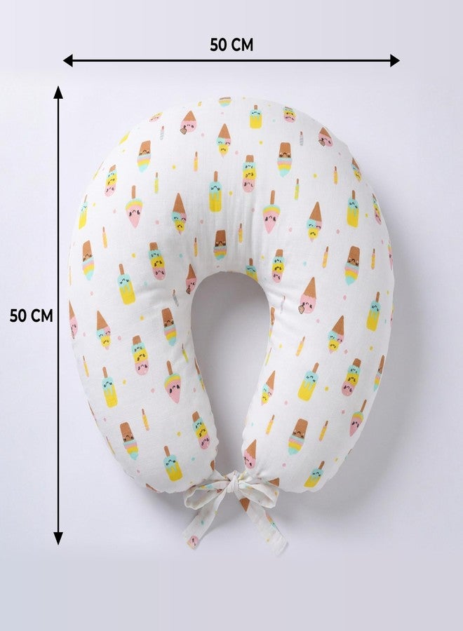 VOIDROP Feeding Pillow for Babies & Mothers Nursing Pillow for Breastfeeding Bottle Feeding Soft Cotton Cover Comfortable Support Cushion for Mom & Infant Washable & Durable (Yellow & Pink Ice Cream) - Image 4