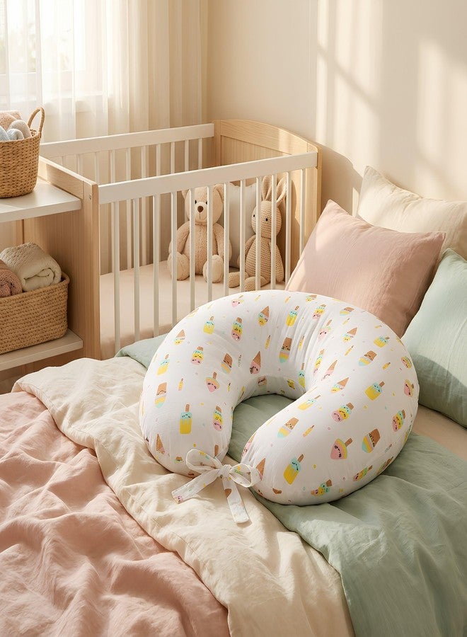 VOIDROP Feeding Pillow for Babies & Mothers Nursing Pillow for Breastfeeding Bottle Feeding Soft Cotton Cover Comfortable Support Cushion for Mom & Infant Washable & Durable (Yellow & Pink Ice Cream) - Image 5