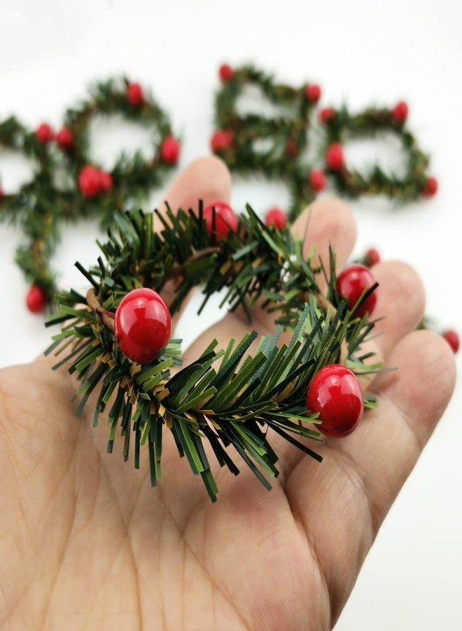 Saktopdeco Christmas Napkin Rings Christmas Napkin Holder Holly Berry Candle Wreath for Banquet Table Decorations Set of 12 - Image 3