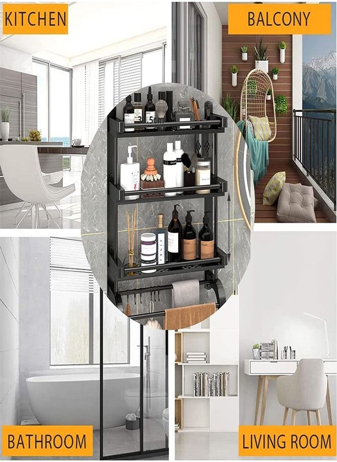 Kutis 3 Tier Wall Mounted Bathroom Rack with Towel Bar Shower Storage Organizer Shelf 58.5 X 61 X 15  - Image 4