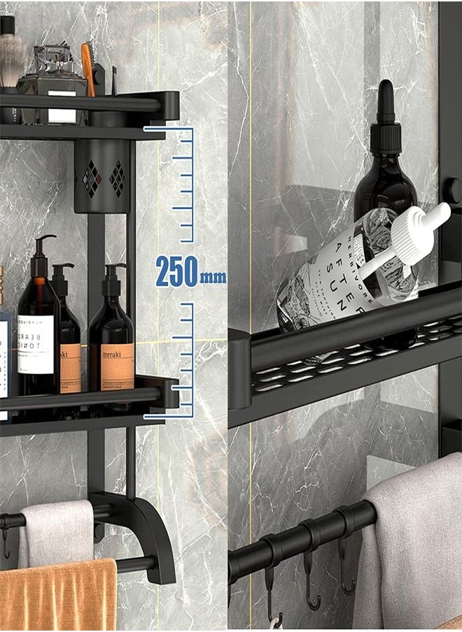 Kutis 3 Tier Wall Mounted Bathroom Rack with Towel Bar Shower Storage Organizer Shelf 58.5 X 61 X 15  - Image 3