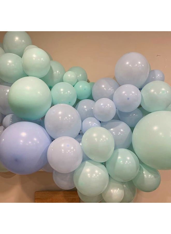 JOBKOO Blue and Green Balloons, 60 PCS Light Blue Mint Green Balloon Set with Gold Confetti Metallic Gold Balloons, 12 Inch Baby Pastel Blue Light Green Balloons for Baby Shower Birthday Party Decorations - Image 3