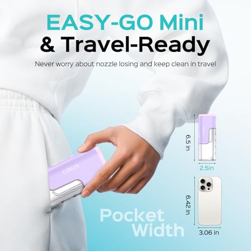 COSLUS Mini Water Flosser for Travel: Portable Compact Design, Cordless Oral Irrigator with 4 Jet Tips, Removable Tank & IPX7 Waterproof for Braces, Sensitive Teeth & On-The-Go Use, Pink Purple, T40 - Image 2