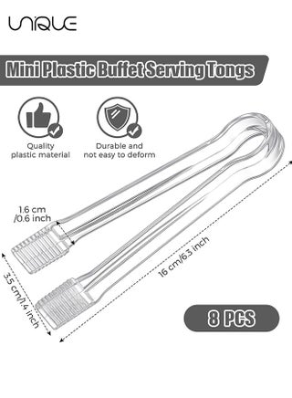 Plastic Buffet Serving Tongs, 8 Pcs Mini Clear Kitchen Tongs 6.3 Inch Small Ice Tongs for Tea and Coffee, Party Catering, Appetizers, Salad, Desserts, Sandwich, Buffet Barbecue - view 2