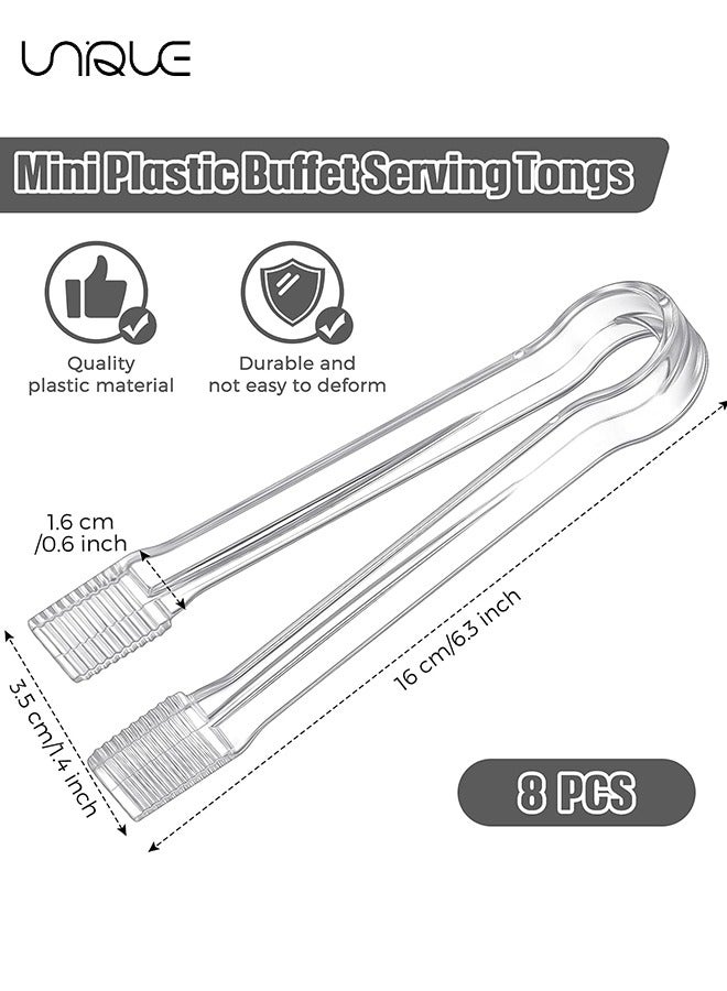 Unique Plastic Buffet Serving Tongs, 8 Pcs Mini Clear Kitchen Tongs 6.3 Inch Small Ice Tongs for Tea and Coffee, Party Catering, Appetizers, Salad, Desserts, Sandwich, Buffet Barbecue - Image 2