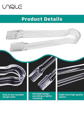 Plastic Buffet Serving Tongs, 8 Pcs Mini Clear Kitchen Tongs 6.3 Inch Small Ice Tongs for Tea and Coffee, Party Catering, Appetizers, Salad, Desserts, Sandwich, Buffet Barbecue - view 3