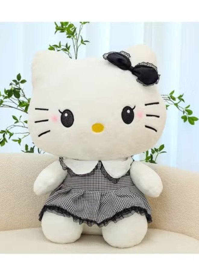 Hello Kitty Gingham Dress Hello Kitty Plush Toy (with Black Lace Bow)-40 cm