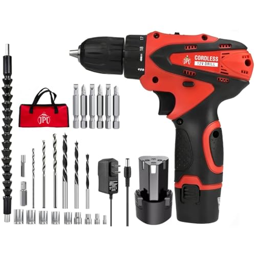 JPT 12-volt Multi-Tasking 3/8-inch Keyless Chuck Cordless Drill Machine | 24 Nm Torque | 1350 RPM Speed | 2 Speed Gear | 18+1 Clutch | 1500mAh Battery | Fast Charger | 24-Piece Bits & Sockets - Image 1