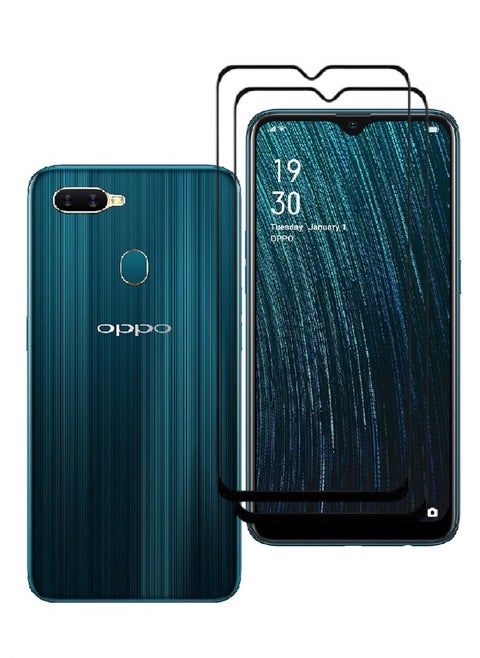 2 Pieces Tempered Glass Screen Protector 5D Designed For Oppo A5s Full Glue Edge to Edge Full Screen Coverage And Bubble Free
