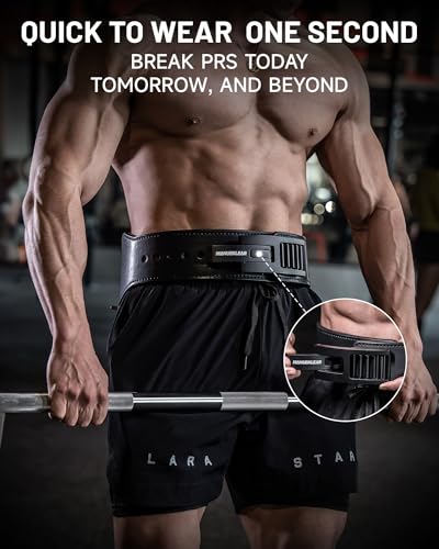 M MANUEKLEAR MANUEKLEAR Tapered Lever Weight Lifting Belt, 10MM Quick Locking Lever Belt Weightlifting Men, Lifting Belt Lever for Powerlifting & Deadlifts - Image 3