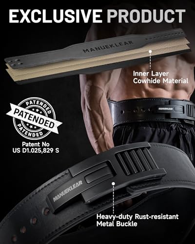 M MANUEKLEAR MANUEKLEAR Tapered Lever Weight Lifting Belt, 10MM Quick Locking Lever Belt Weightlifting Men, Lifting Belt Lever for Powerlifting & Deadlifts - Image 5