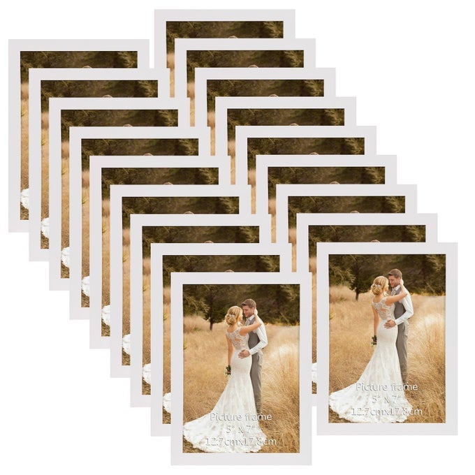 White 5x7 Picture Frame set of 18 Photo Frames 5 x 7 Bulk for Wall Hanging or Tabletop Display