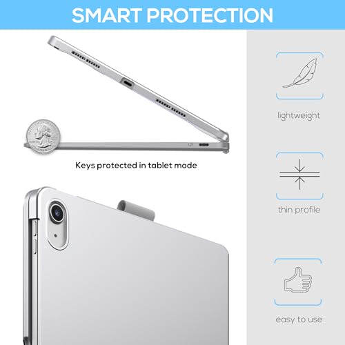 typecase Touch iPad 11th 10th Generation Case with Keyboard (11" 2025, A16 & 10.9" 2022) – 360° Rotatable, 11-Color Backlit, Multi-Touch Trackpad, Pencil Holder, Thin & Light – Silver - Image 5