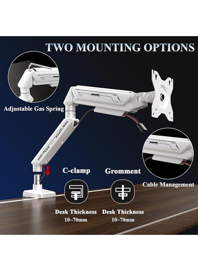 ETHU Single Monitor Arm, Adjustable Gas Spring Monitor Stand for 13-32 inch Monitor up to 9kg, Full Motion Computer Monitor Mount - Image 3