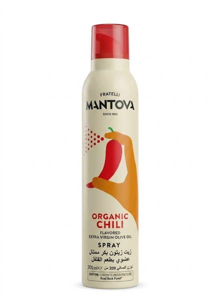 Mantova Organic Extra Virgin Olive Oil with Chilli Flavor 200ml.