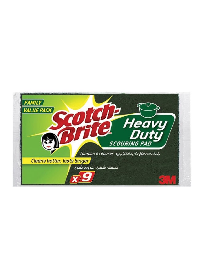 Scotch  9-Piece Heavy Duty Classic Scouring Pad Set Green 7 x 20.4 x 11.6 cm UU010939419
