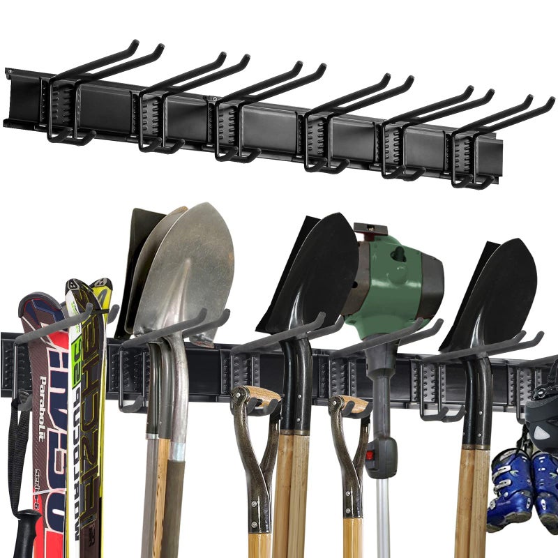Aking Ace Wall Mount Tool Storage Rack, Heavy Duty Garage Storage Tool Organizer, Garden Tool Wall Hooks and Hangers, Hold Up to 350lbs Black - Image 1